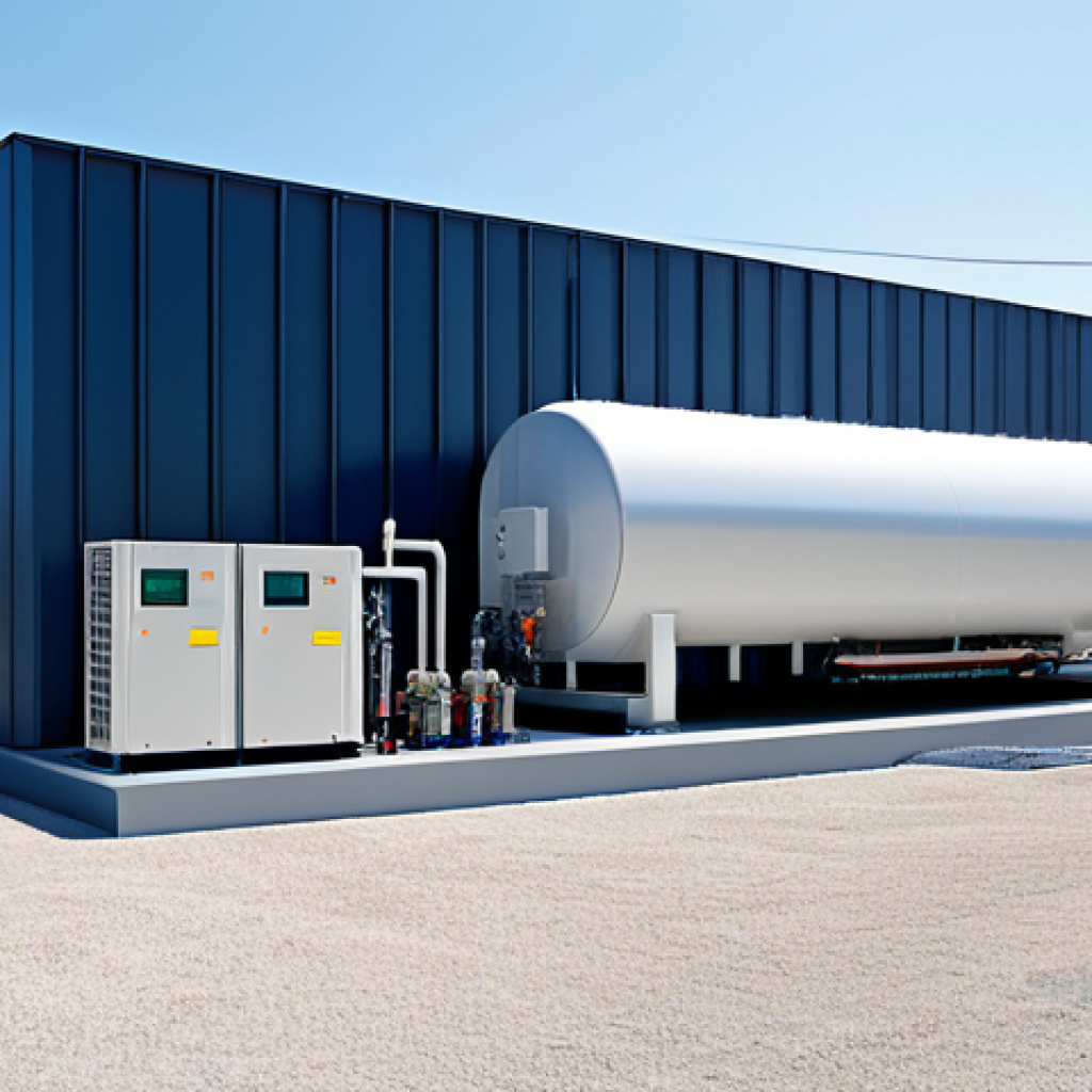 Hydrogen Fuel Cell CHP Plant**
A modern hydrogen fuel cell combined heat and power (CHP) plant in a clean industrial setting, with solar panels in the background, reflecting sustainable energy. The plant is fully operational, with visible indicators of power generation and heat recovery systems. Emphasize safety measures and environmental friendliness. Safe for work, appropriate content, fully clothed, professional, depicting a futuristic and efficient power source. Perfect anatomy, correct proportions, natural environment, well-formed structures, proper component count.
**