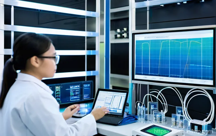 수소연료전지의 성능 테스트 방법 - **Prompt:** A clean and modern research laboratory, brightly lit, focusing on the testing of advance...